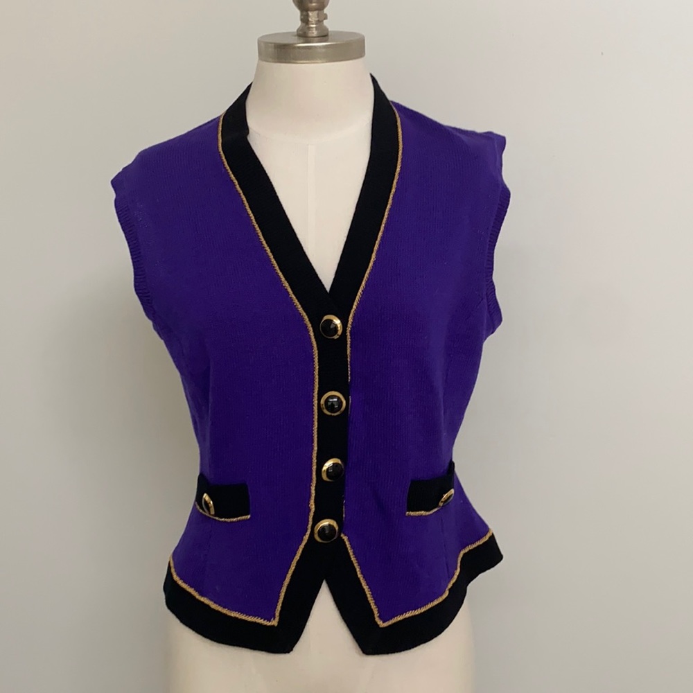St John collection purple sweater vest